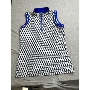 Tail Women's‎ Blue/White Geometric Athletic Tank Quarter Zip S